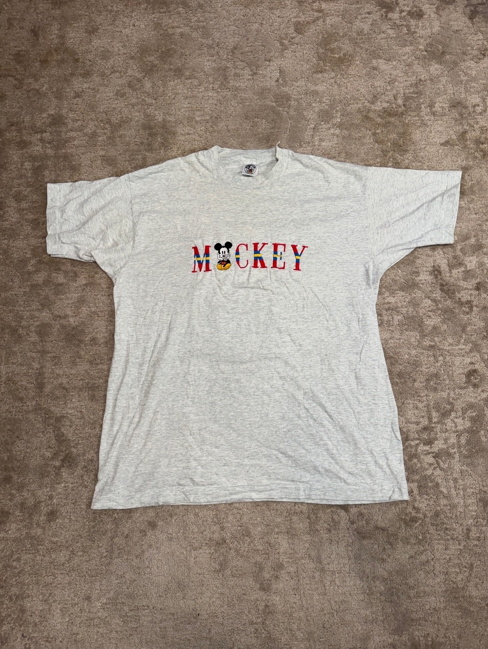 Vintage 90s Disney Mickey & Co Embroidered T Shirt USA Single Stitch Gray